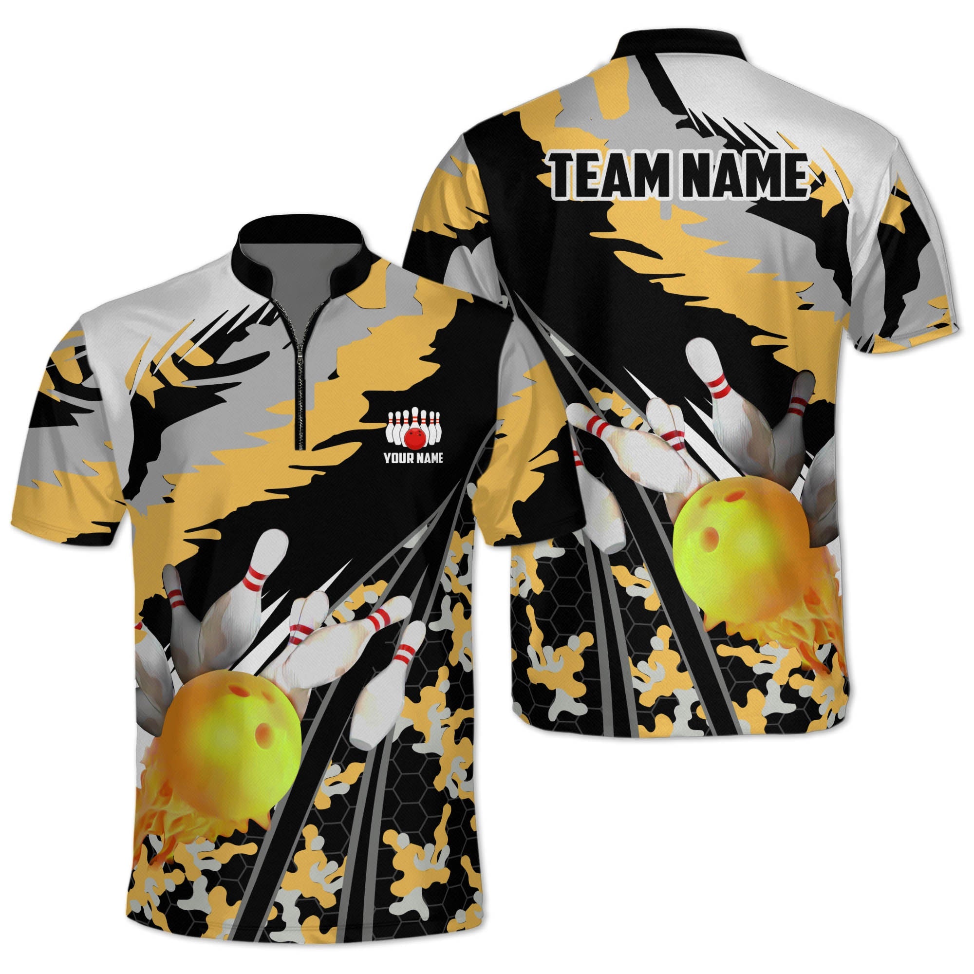 Custom Green Team  Bowling Jerseys Shirt For Men, Custom Camo Bowling Team Shirts BZ0168