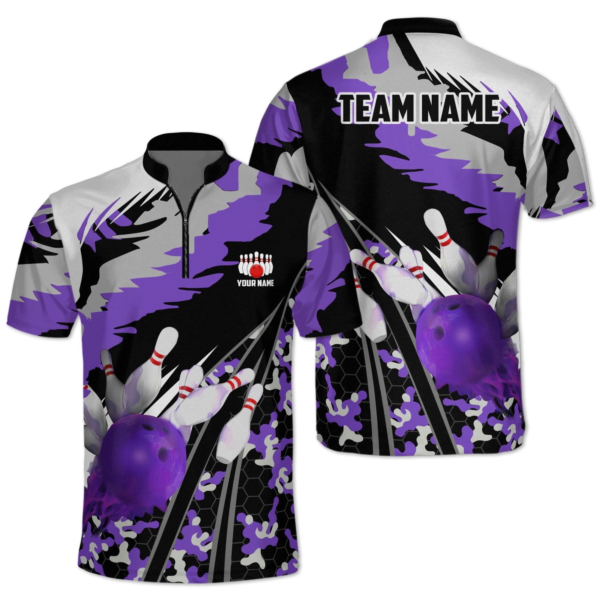 Custom Green Team  Bowling Jerseys Shirt For Men, Custom Camo Bowling Team Shirts BZ0168