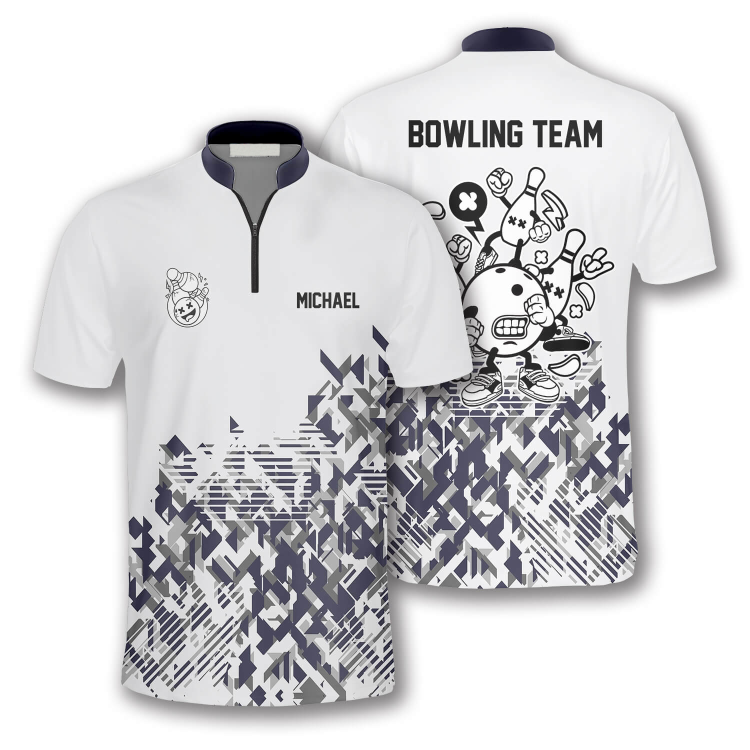 Custom Team White Bowling Jerseys Shirt For Men, Custom Bowling Shirt BO0190
