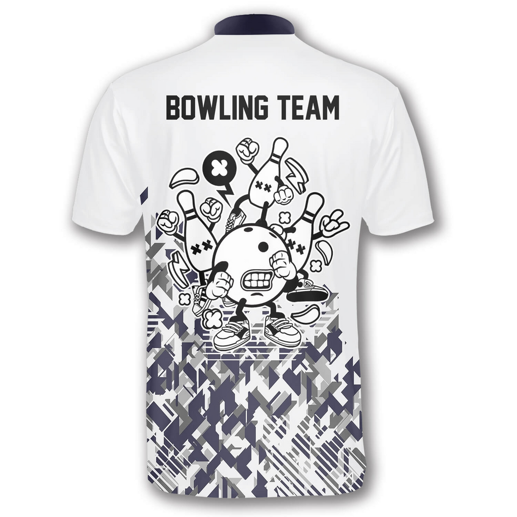 Custom Team White Bowling Jerseys Shirt For Men, Custom Bowling Shirt BO0190