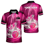 Custom Thunder Team Bowling Polo Shirt For Men, Custom Team Blue Bowling Shirt BM0308