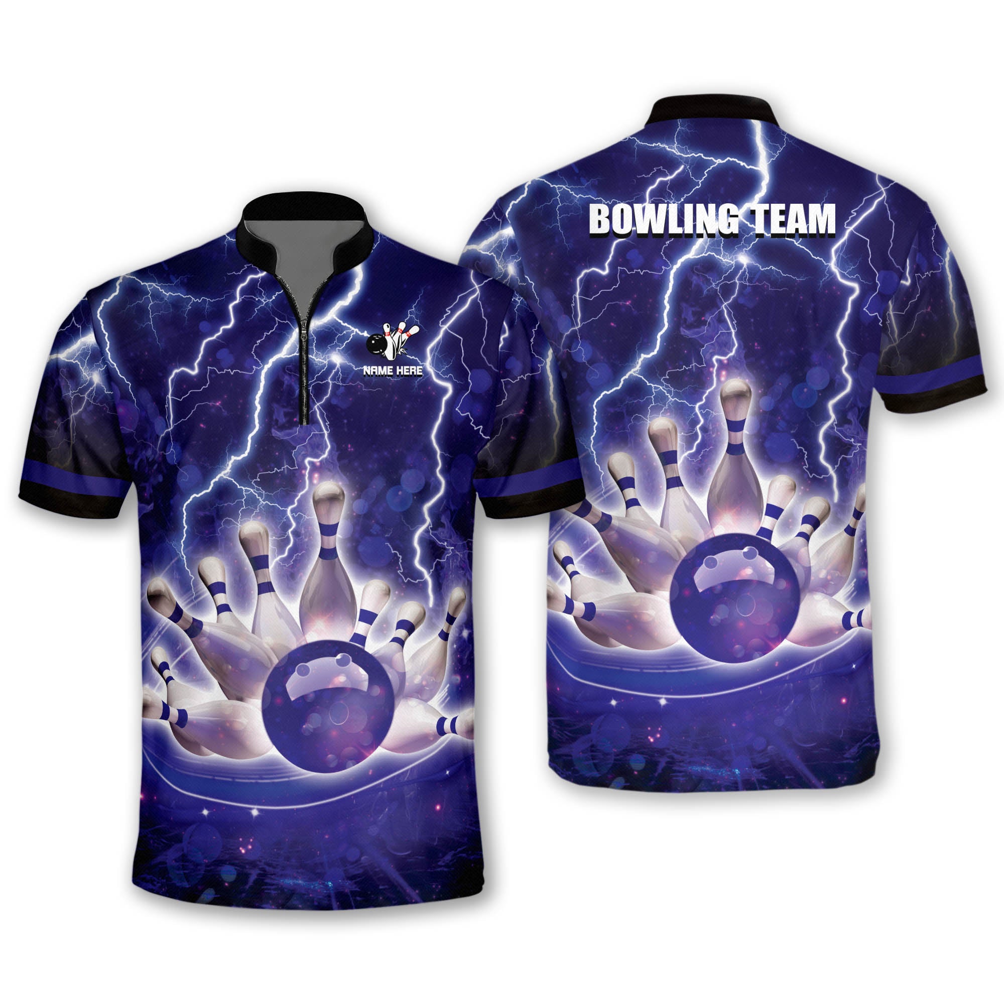 Custom Team Red Thunder Bowling Jersey Shirt Men, Custom Team Bowling Shirt BM0278