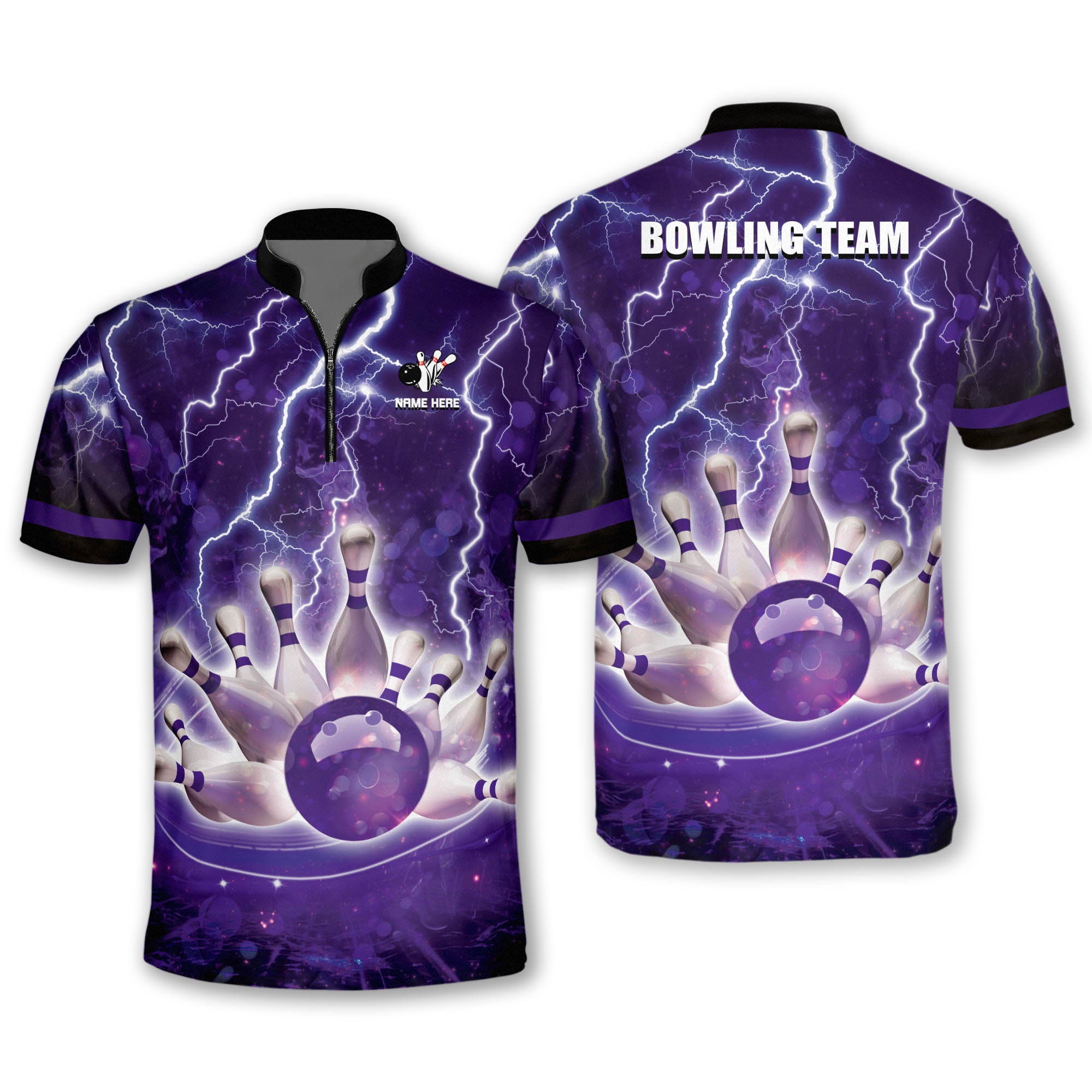 Custom Team Red Thunder Bowling Jersey Shirt Men, Custom Team Bowling Shirt BM0278