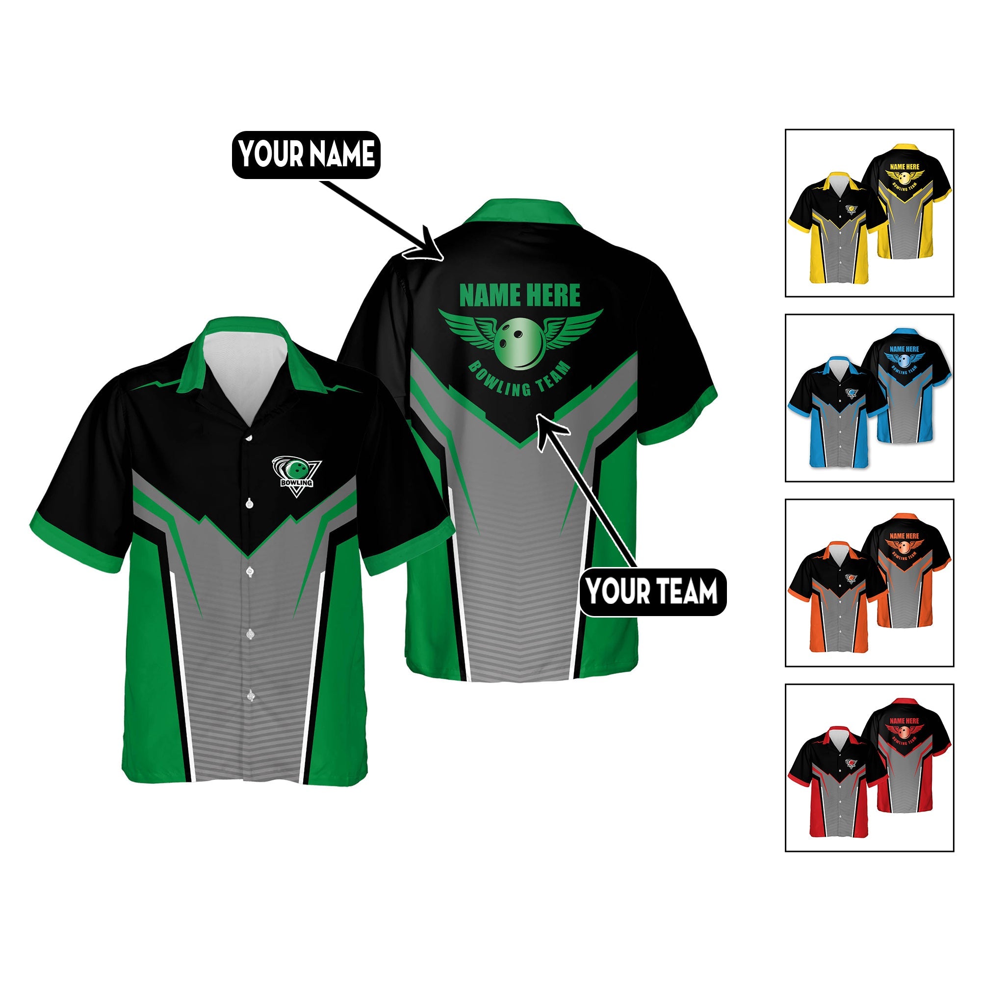 Custom Team Red Bowling Hawaiian Shirt For Men, Custom Bowling Shirt HB0006