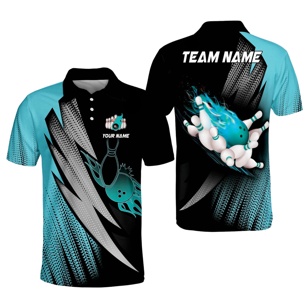 Custom Purple Flame Bowling Polo Shirt For Men, Custom Team Bowling Shirt BO0376