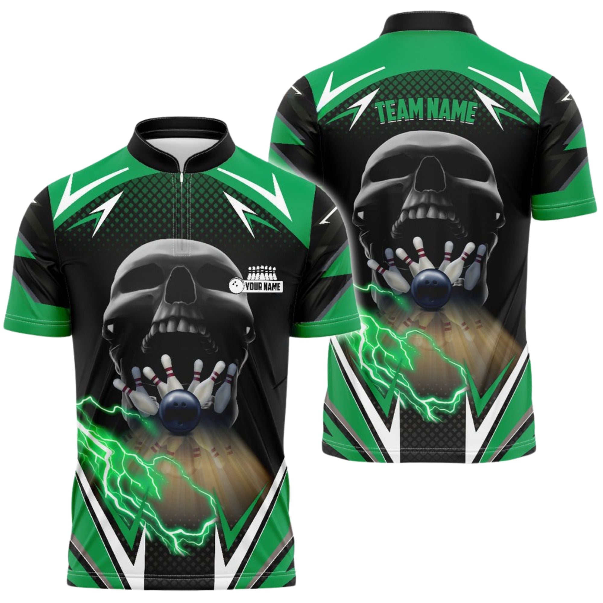 Custom Skull Bowling Jersey Shirt For Men, Custom Team Skull Bowling Shirt BO0018