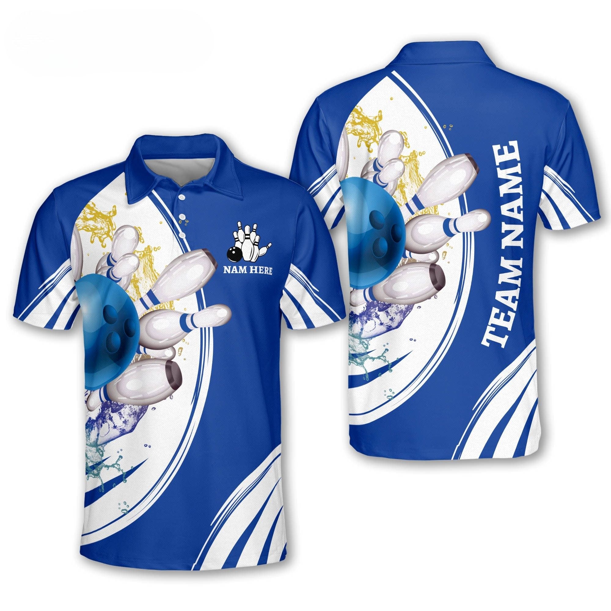 Custom Team Teal Bowling Polo Shirt For Men, Custom Bowling Team Shirts BM0297