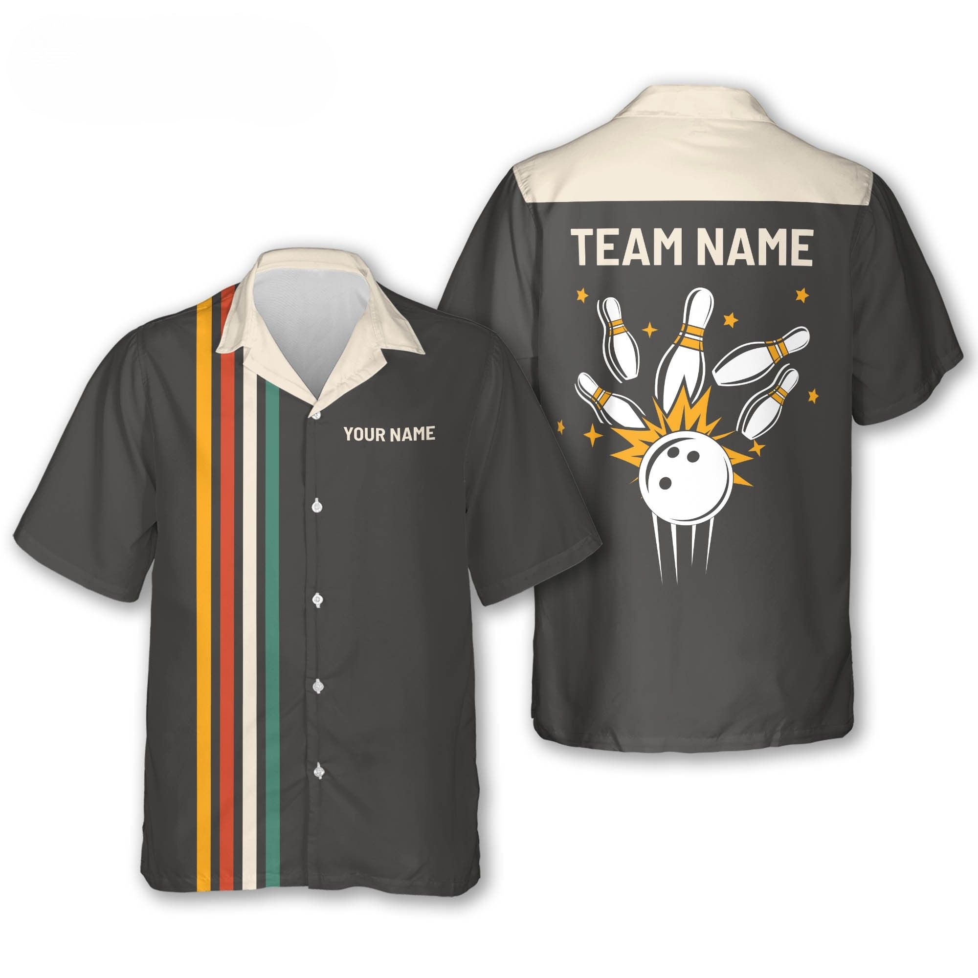 Custom Retro Bowling Hawaiian Shirt For Men, Custom Retro Bowling Team Shirts HB0174