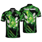Custom Green Flame Bowling Jersey Shirt Team For Men, Custom Flame Bowling Team Shirt BO0035