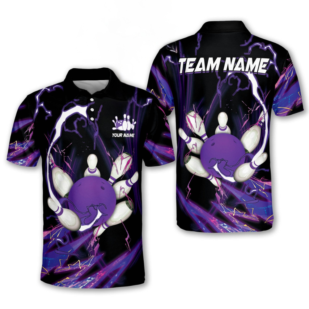 Custom Team Purple Bowling Polo Shirt For Men, Custom Bowling Shirt BO0096
