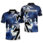 Custom Team Bowling Polo Shirt For Men, Custom Black And Blue Bowling Shirt BO0357